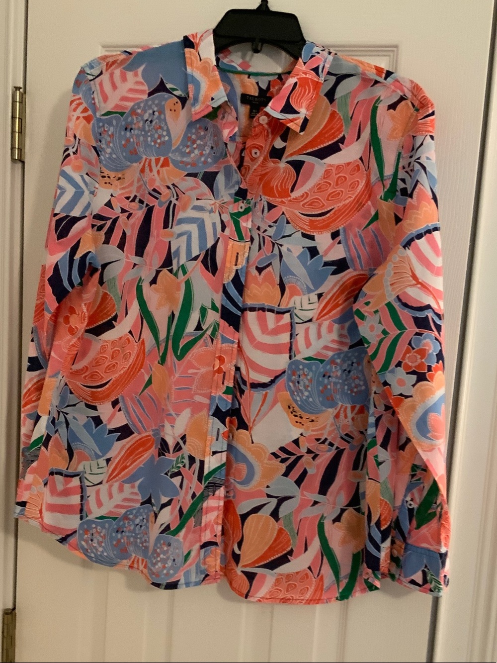 Talbots Multicolor Floral Button-Down Shirt — Pink & Blue